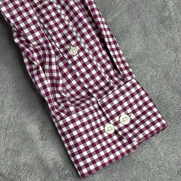 Lands End Button Down Shirt Mens M 15-15.5 Red Gingham Check Traditional Fit - Picture 6 of 10